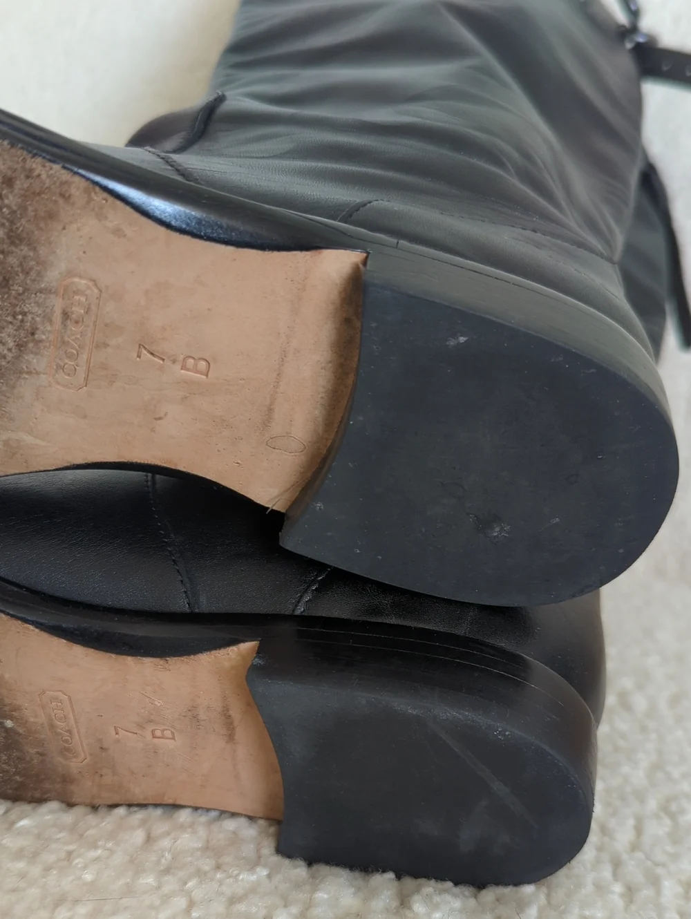 Coach Women's Cheyenne Leather Black Riding Boots | Size 7